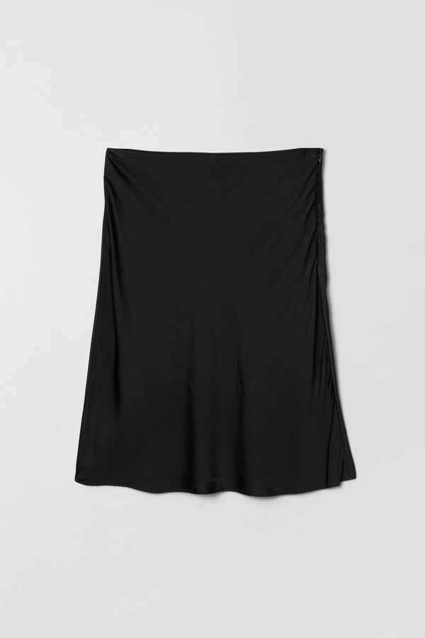 Fall Winter Spring Summer Bias Cut Mini Skirt Jet Black