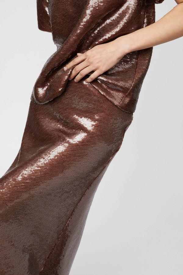 Fall Winter Spring Summer Bias Cut Sequin Skirt Cola