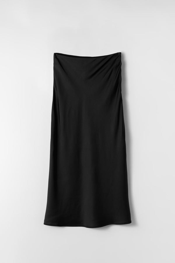 fall winter spring summer Bias Cut Slip Skirt Jet Black