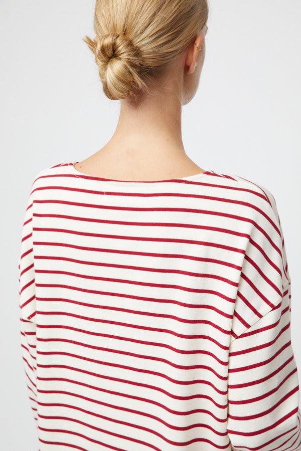 Fall Winter Spring Summer Breton Boatneck Longsleeve Cream Winetasting Stripe
