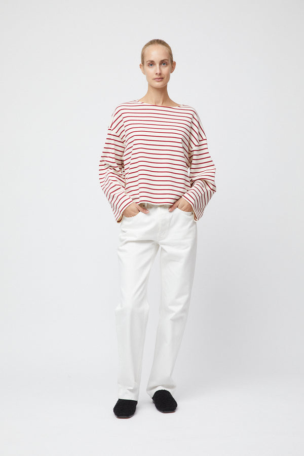 fall winter spring summer Breton Boatneck Longsleeve Cream Winetasting Stripe