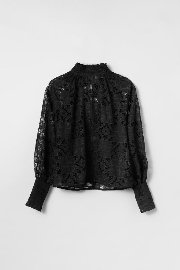 fall winter spring summer Broderie Anglaise Top Jet Black