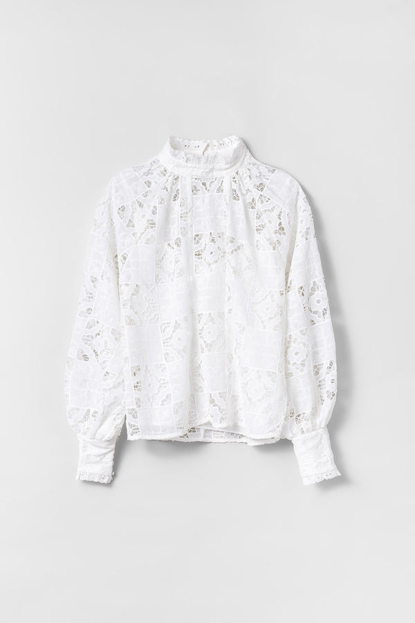 fall winter spring summer Broderie Anglaise Top Off White
