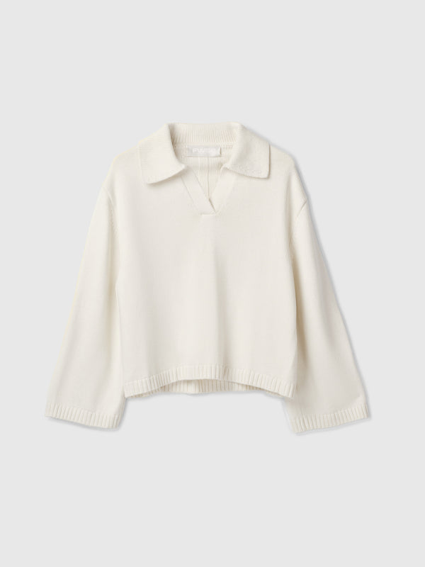 Fall Winter Spring Summer Cape Cod Cotton Polo Sweater Cream