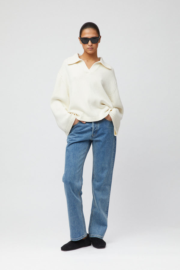 fall winter spring summer Cape Cod Cotton Polo Sweater Cream