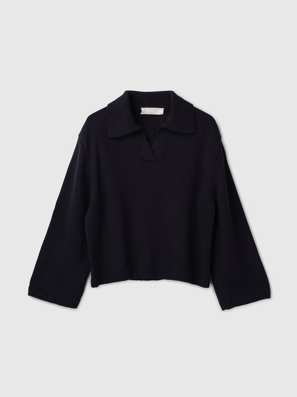 fall winter spring summer Cape Cod Cotton Polo Sweater Navy