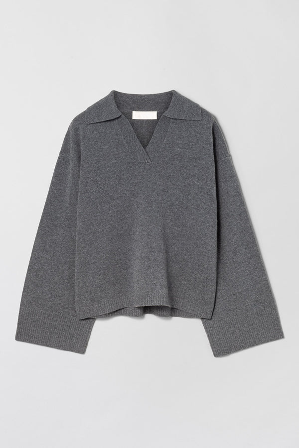 fall winter spring summer Cape Cod Polo Sweater Gray Melange