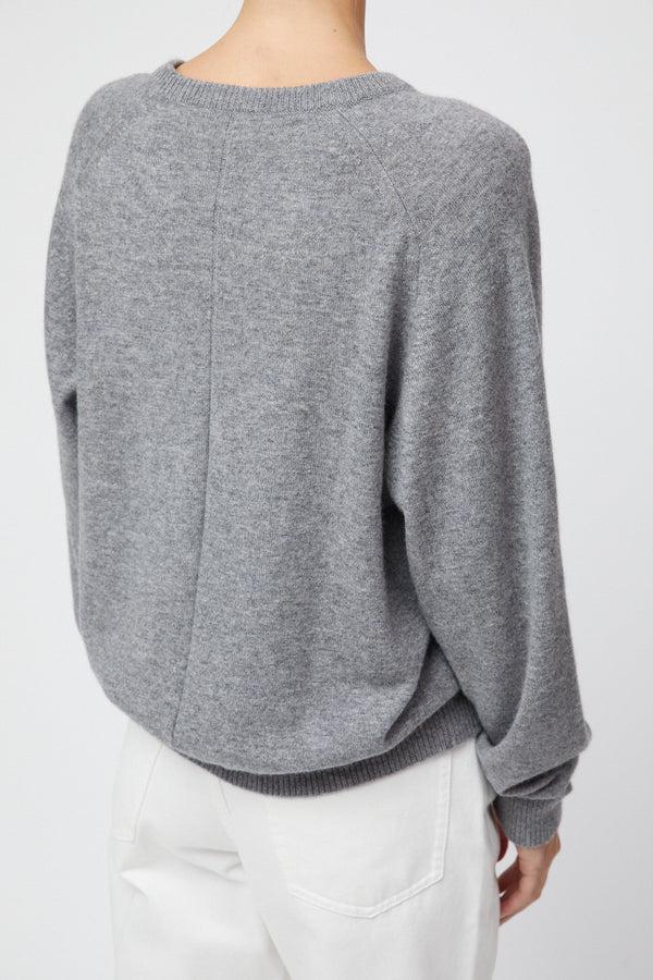 Fall Winter Spring Summer Cashmere V-Neck Sweater Grey Melange