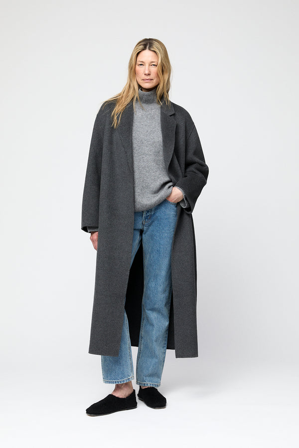 Fall Winter Spring Summer Chunky Cashmere Turtleneck Gray Melange