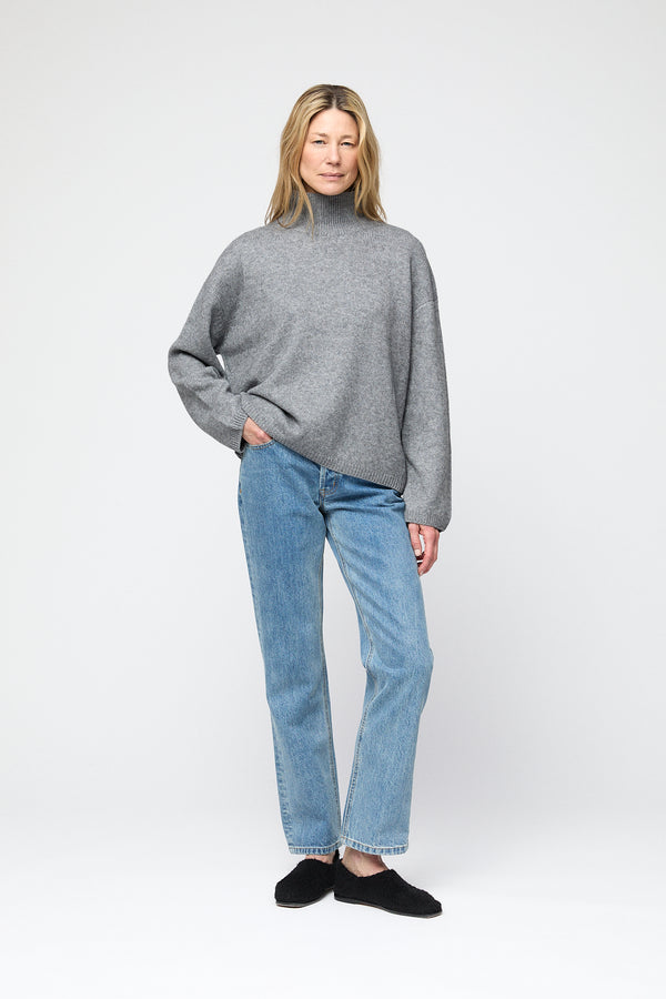 fall winter spring summer Chunky Cashmere Turtleneck Gray Melange