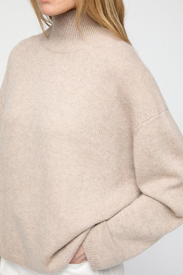 Fall Winter Spring Summer Chunky Cashmere Turtleneck Wheat