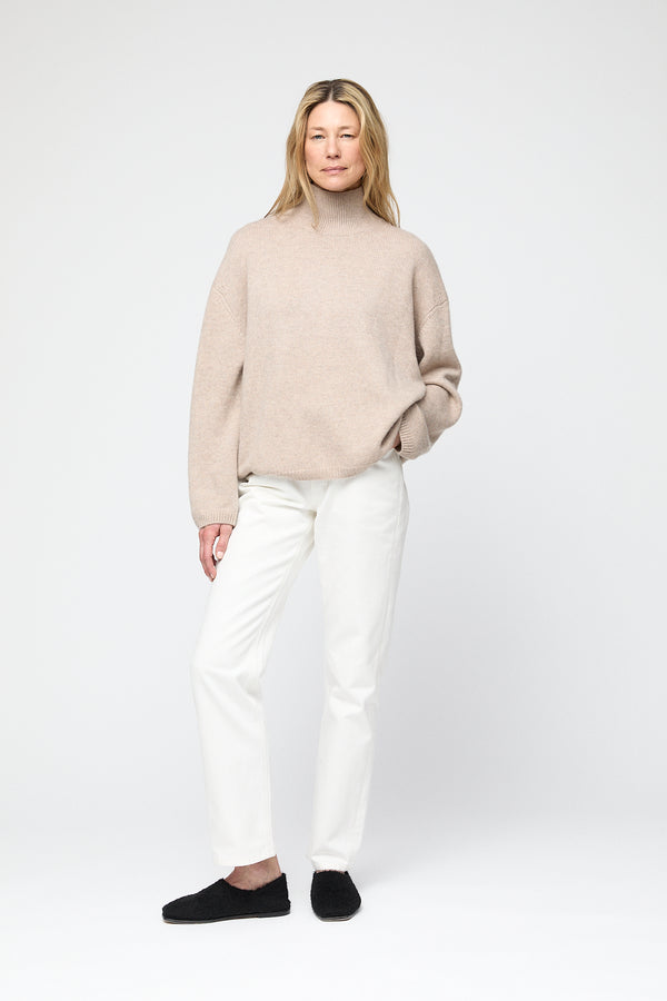 fall winter spring summer Chunky Cashmere Turtleneck Wheat