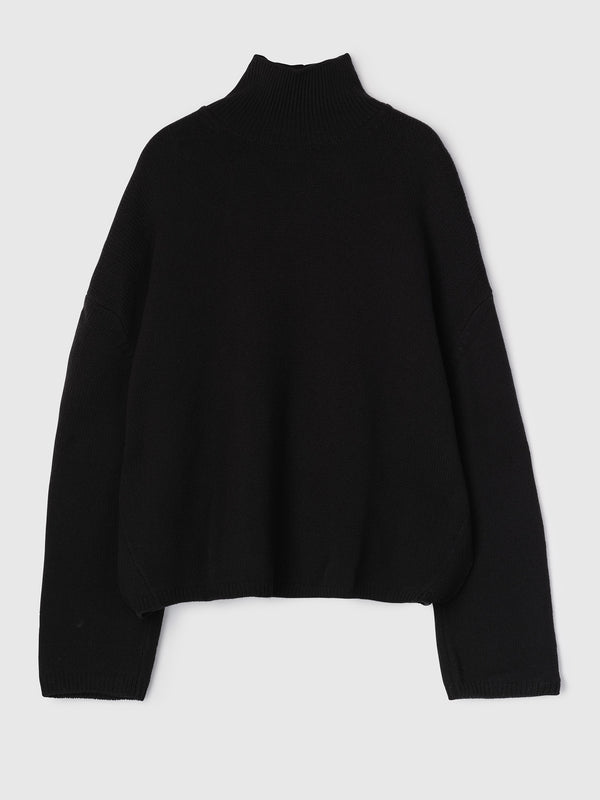 Fall Winter Spring Summer Chunky Turtleneck Jet Black