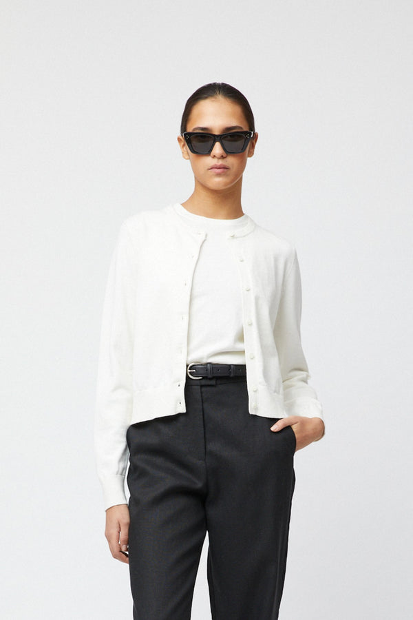 fall winter spring summer Classic Cotton Cardigan Cream