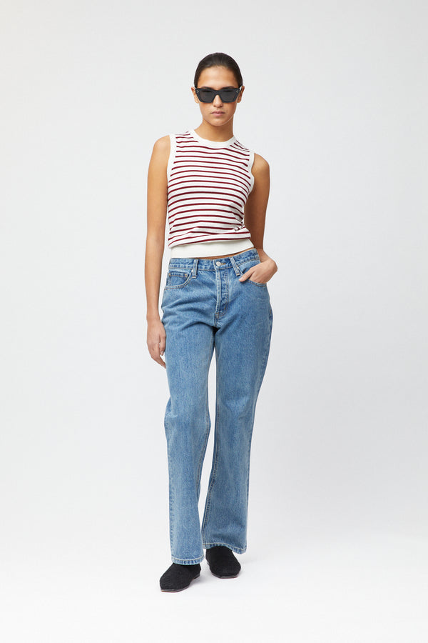 fall winter spring summer Classic Cotton Tank Cream Winetasting Stripe