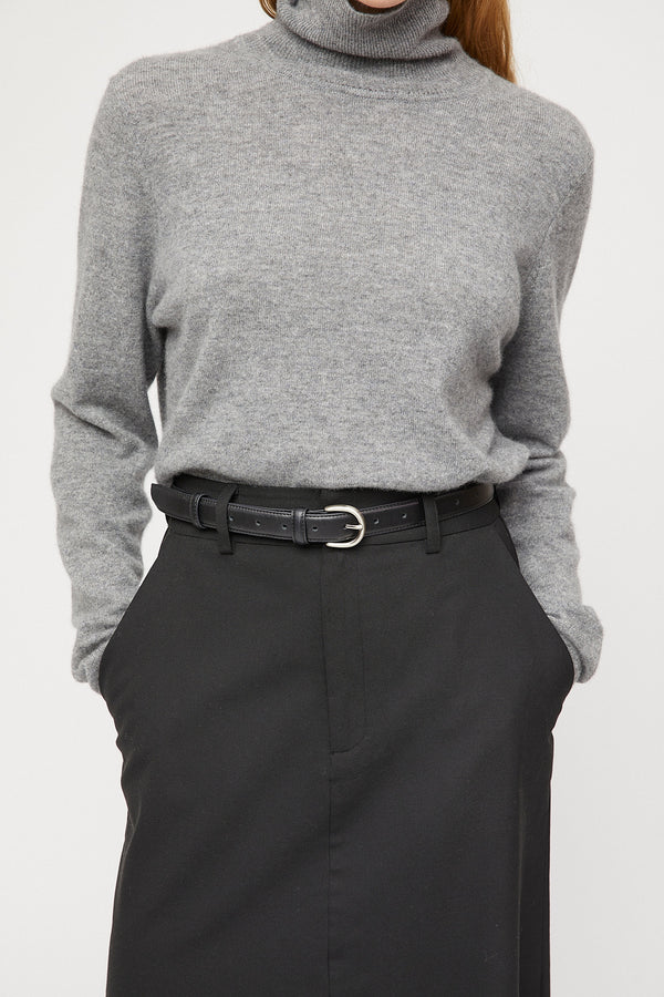 Fall Winter Spring Summer Classic Leather Belt Jet Black