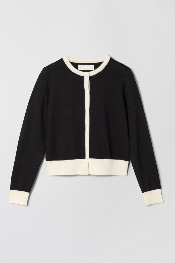 Fall Winter Spring Summer Classic Merino Cardigan Black Cream