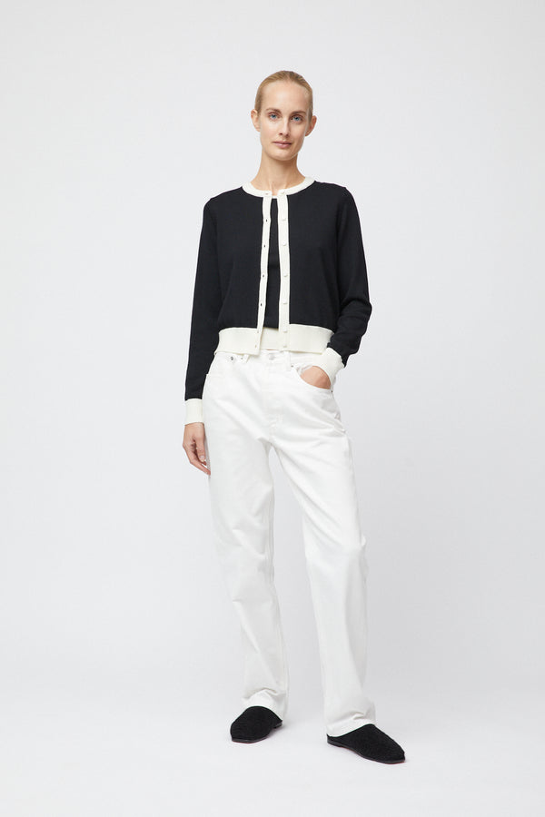 fall winter spring summer Classic Merino Cardigan Black Cream