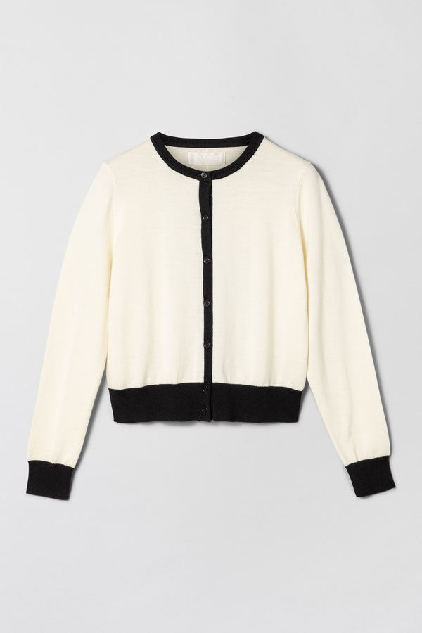 Fall Winter Spring Summer Classic Merino Cardigan Cream Black