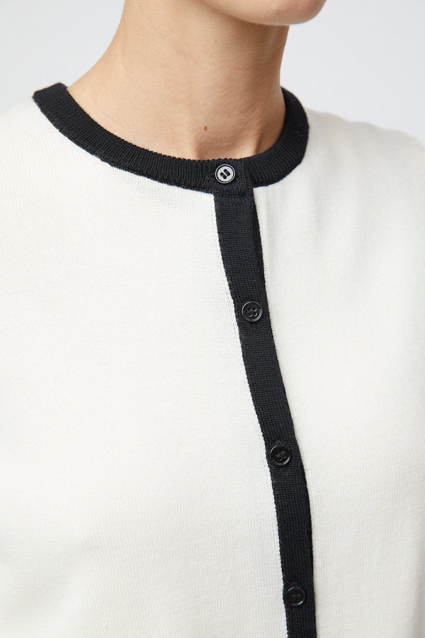Fall Winter Spring Summer Classic Merino Cardigan Cream Black