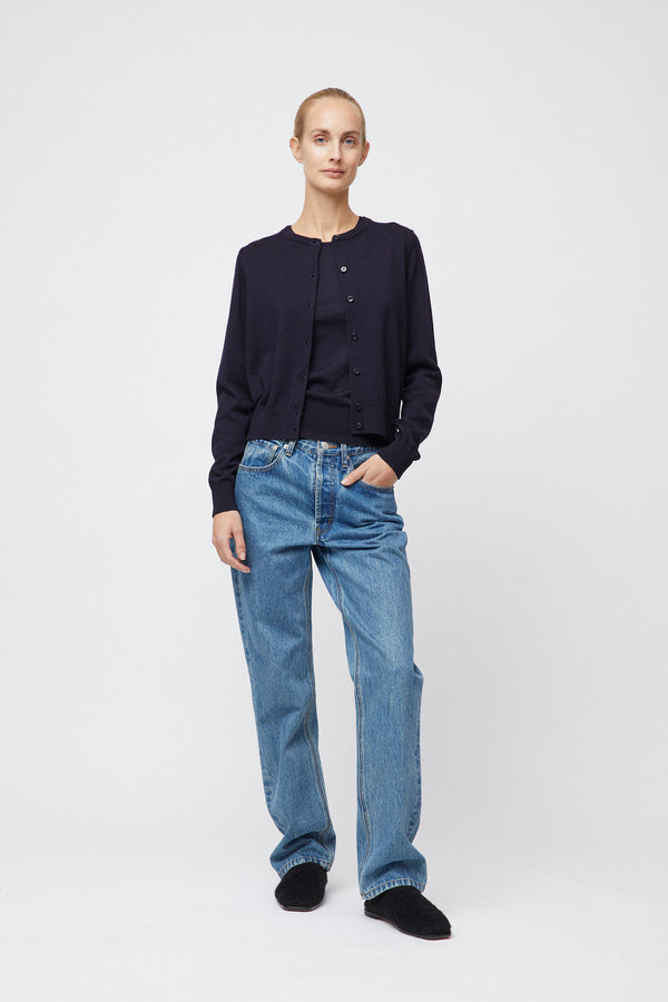 fall winter spring summer Classic Merino Cardigan Navy