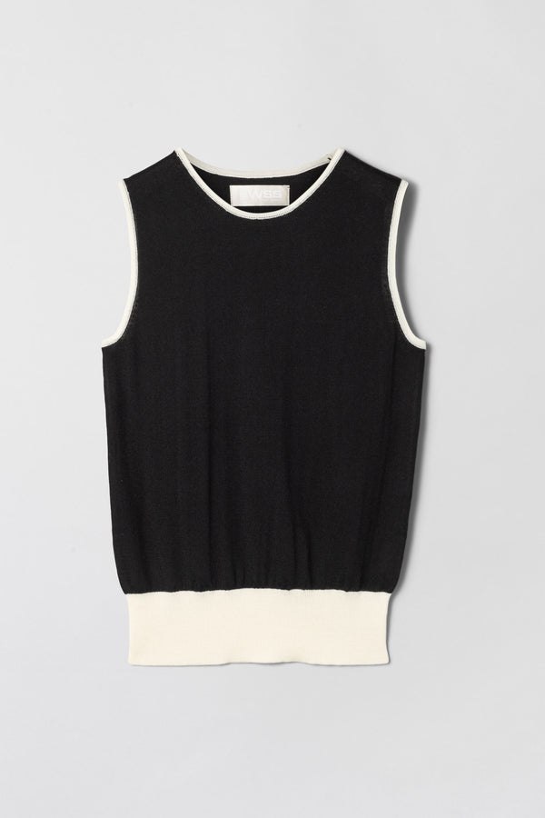 Fall Winter Spring Summer Classic Merino Tank Black Cream