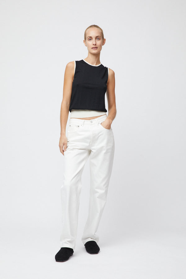 fall winter spring summer Classic Merino Tank Black Cream