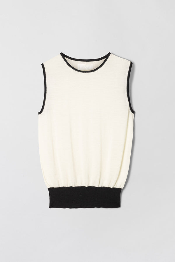 Fall Winter Spring Summer Classic Merino Tank Cream Black