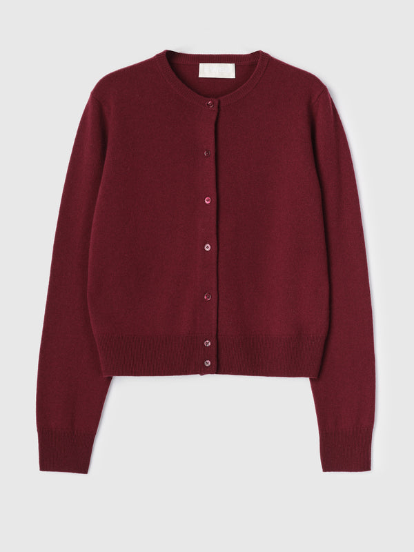 Fall Winter Spring Summer Classic Wool Cardigan Burgundy