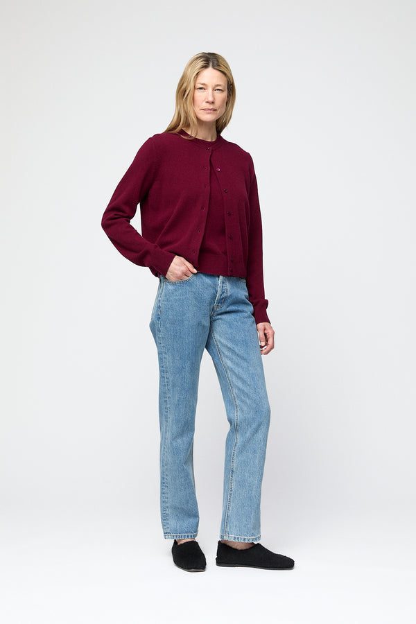 Fall Winter Spring Summer Classic Wool Cardigan Gray Melange