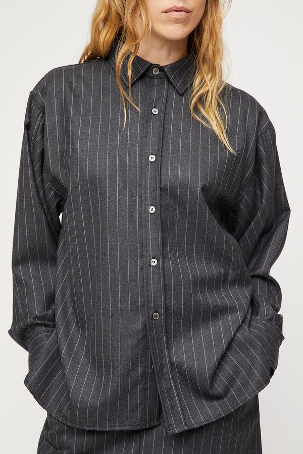 Fall Winter Spring Summer Coastal Shirt Charcoal Pinstripe