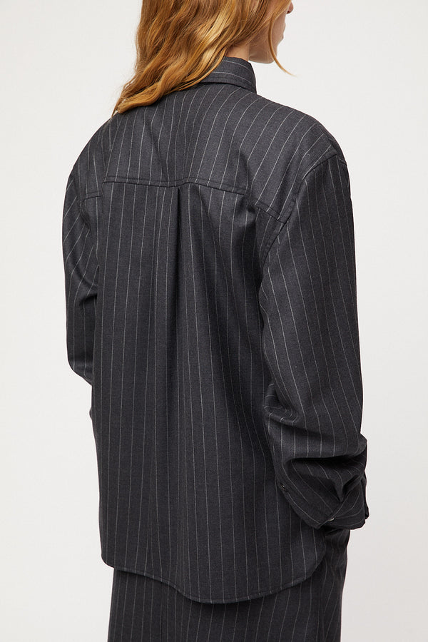 Fall Winter Spring Summer Coastal Shirt Charcoal Pinstripe