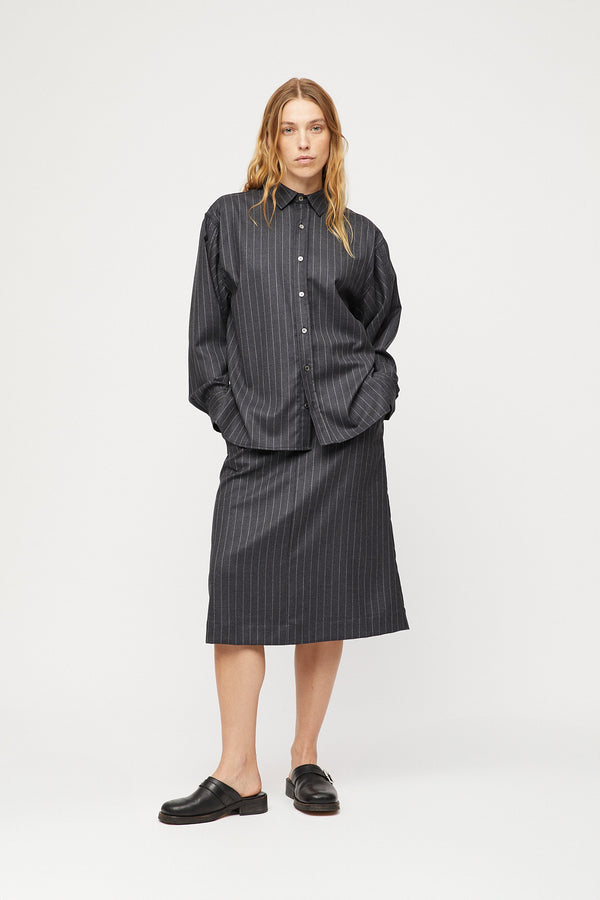 fall winter spring summer Coastal Shirt Charcoal Pinstripe