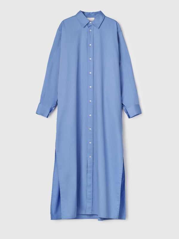 Fall Winter Spring Summer Coastal Shirt Dress Cornflower Blue