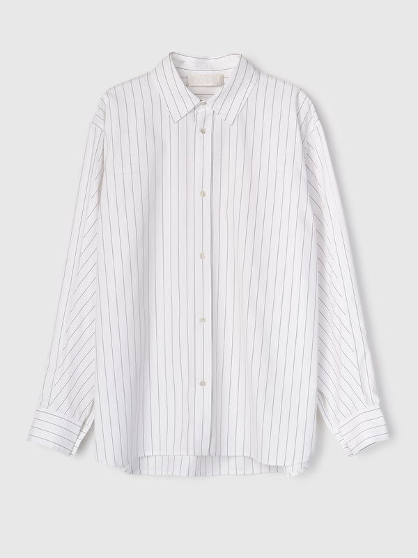 Fall Winter Spring Summer Coastal Shirt White Black Pinstripe