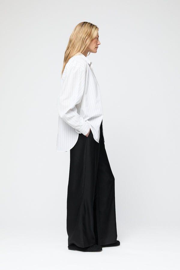 Fall Winter Spring Summer Coastal Shirt White Black Pinstripe