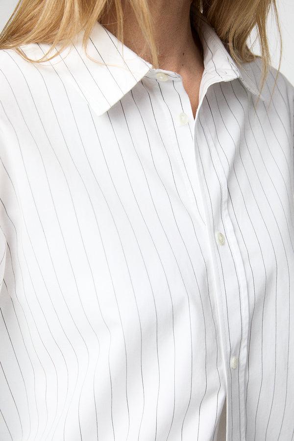 Fall Winter Spring Summer Coastal Shirt White Black Pinstripe