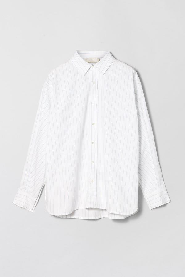 Fall Winter Spring Summer Coastal Shirt White Blue Pinstripe