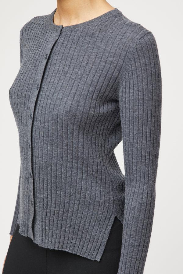 fall winter spring summer Colette Cardigan Charcoal Gray Melange