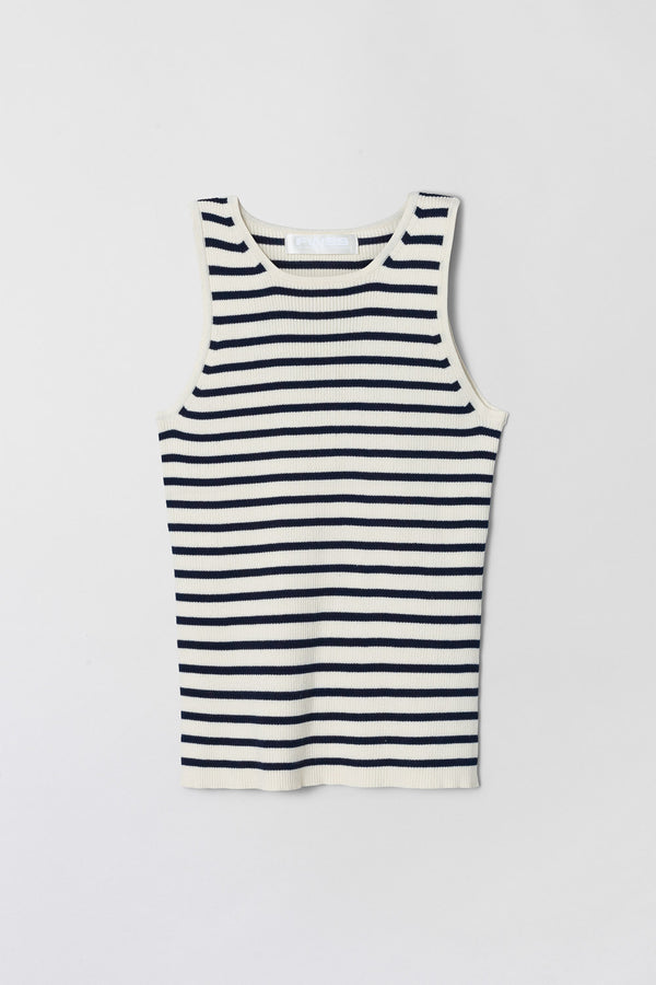Fall Winter Spring Summer Cotton Spark Tank Vanilla Navy Stripe