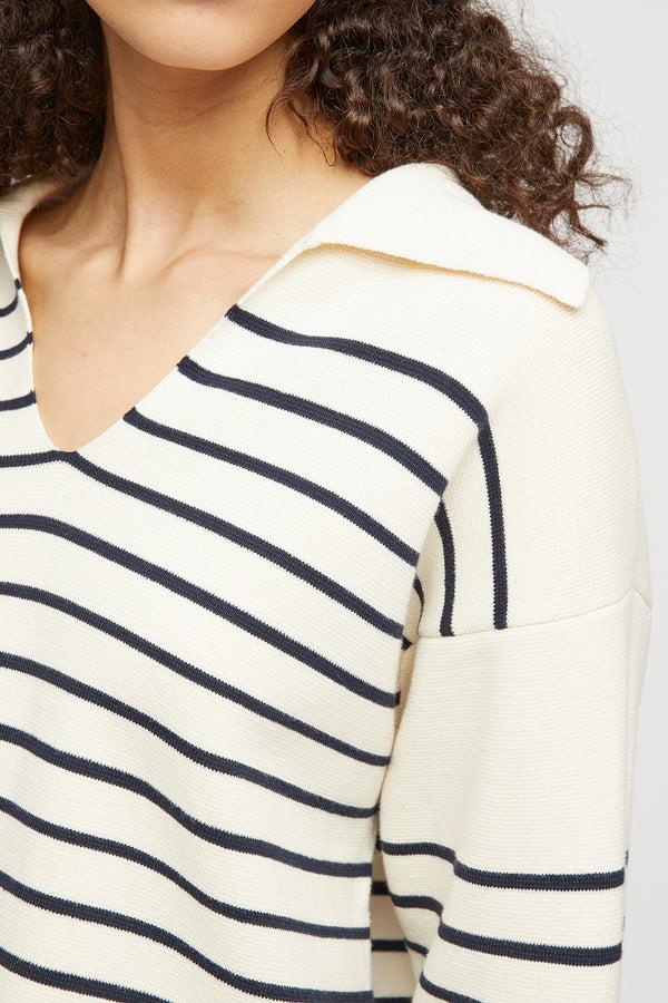 Fall Winter Spring Summer Cotton Storm Knit Sand Vanilla Stripe