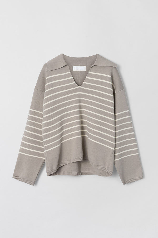 fall winter spring summer Cotton Storm Knit Sand Vanilla Stripe