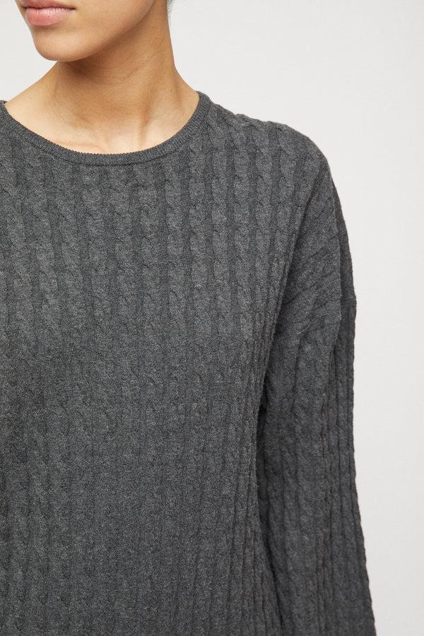 Fall Winter Spring Summer Crew Cable Knit Dress Graphite