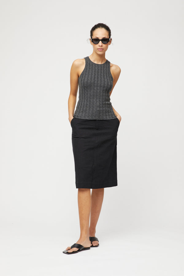 Fall Winter Spring Summer Crew Cable Knit Tank Graphite