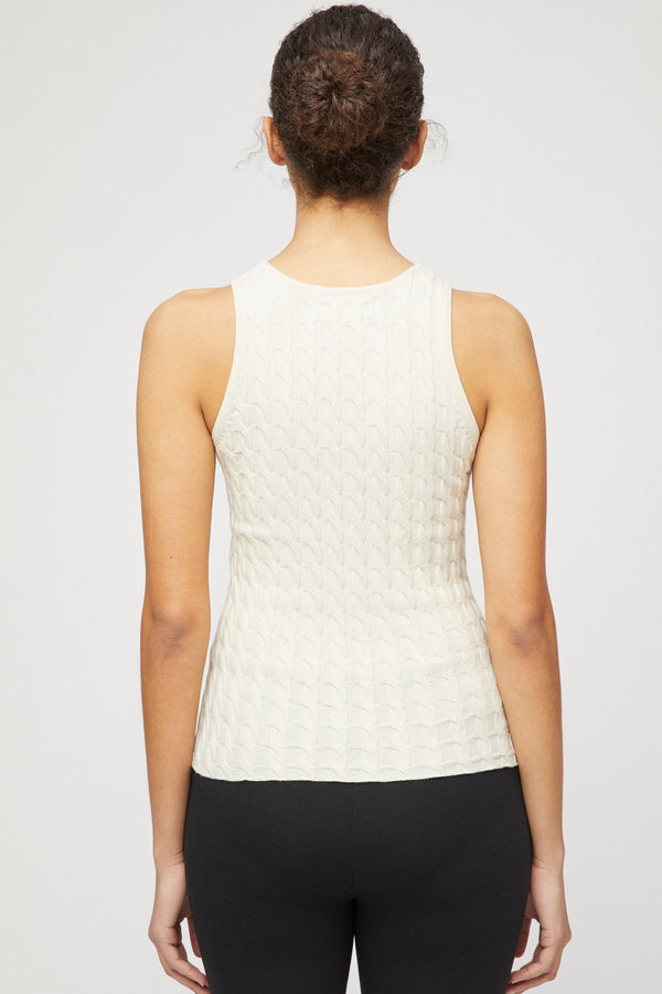 Fall Winter Spring Summer Crew Cable Knit Tank Whipped Cream