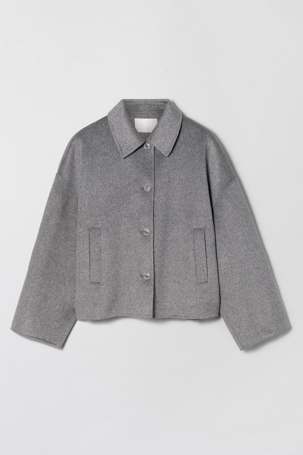 Fall Winter Spring Summer Cropped Double Jacket Gray Melange