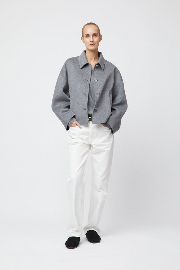 fall winter spring summer Cropped Double Jacket Gray Melange