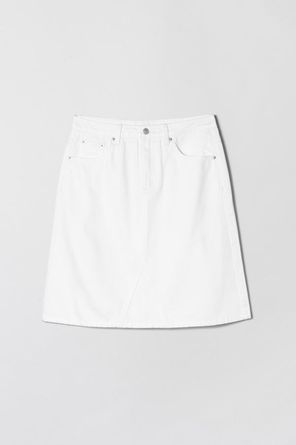Fall Winter Spring Summer Denim A-Line Skirt Off White