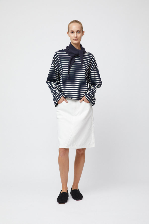 fall winter spring summer Denim A-Line Skirt Off White