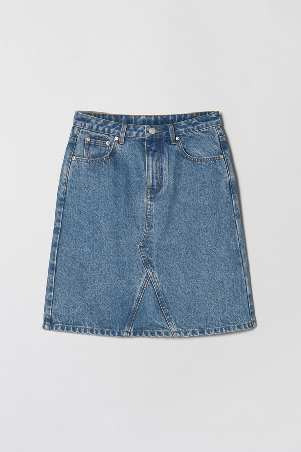 Fall Winter Spring Summer Denim A-Line Skirt Stonewashed Blue